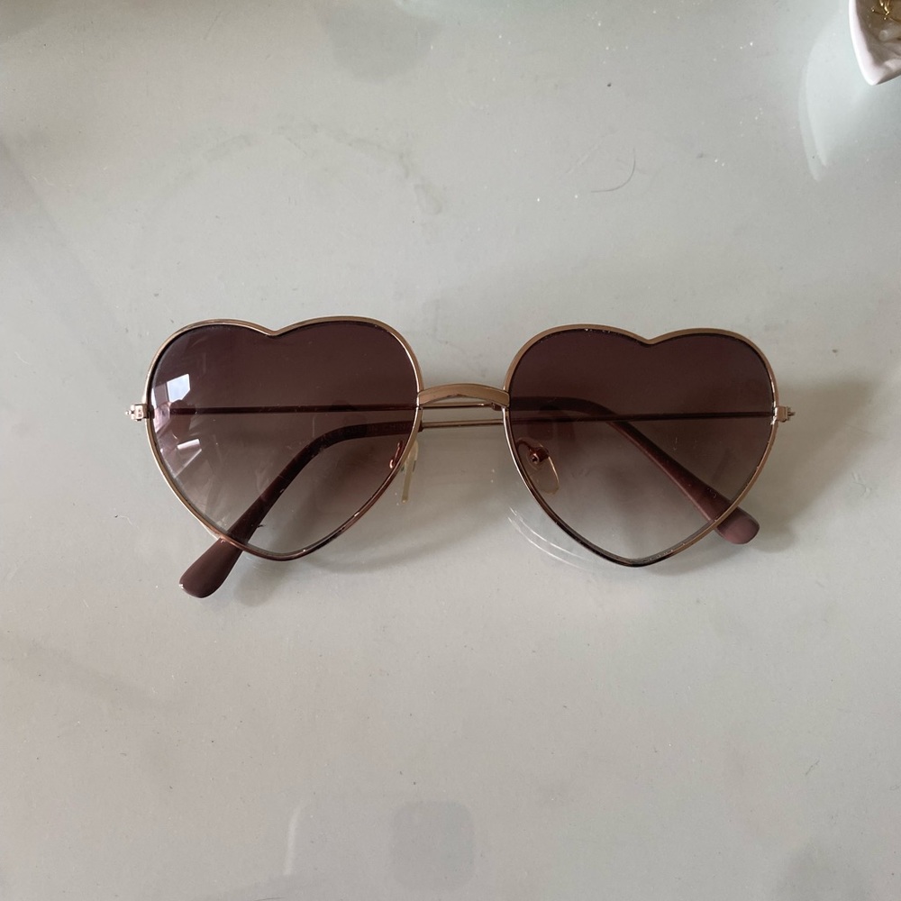 Gold Heart Shaped Sunglasses - Picture 2 of 10